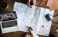 Travel Trip Map Direction Exploration Planning Concept Royalty Free Stock Photo