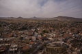 Travel Turkey - above view of Uchisar town and roads in valley in Nevsehir Province in Cappadocia in spring Royalty Free Stock Photo
