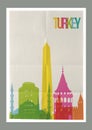 Travel Turkey landmarks vintage paper poster