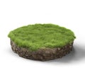 3d illustration with cut of the ground and the beautiful grass and rocks.