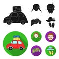 Travel, vacation, camping, map .Family holiday set collection icons in black,flat style vector symbol stock illustration