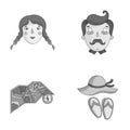 Travel, vacation, camping, map .Family holiday set collection icons in monochrome style vector symbol stock illustration