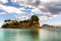 Travel and vacation concept - Zakynthos, hanging bridge to the Cameo island