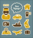 Travel and vacation icons set