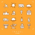 Travel and vacation icons set. Royalty Free Stock Photo