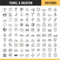 Travel and Vacation icons. Vector illustration.