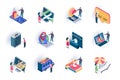 Travel vacation isometric icons set.