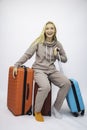 Travel vacation joy plane suitcases beautiful girly