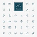32 travel and vacation line icons