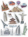 Travel and vacation stickers set