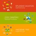 Travel vacation tourism holiday flat web banners template set Royalty Free Stock Photo