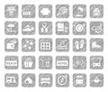 Travel, vacation, tourism, vacation, icons, pencil shading, white, vector. Royalty Free Stock Photo