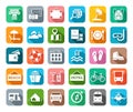 Travel, vacation, tourism, leisure, icons, flat, colored, vector.