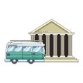 Travel van and pantheon icon