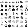 Travel vector icon set. tourism transportation illustration sign collection. Contains icons as airplane. Royalty Free Stock Photo