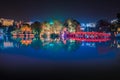 Travel in Vietnam concept, Red bridge in Hoan Kiem lake, Ha Noi, Vietnam Royalty Free Stock Photo
