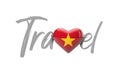 Travel Vietnam love heart flag. 3D Rendering