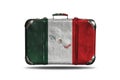 Travel Vintage Leather Suitcase with Flag Of Mexico and Country Map Isolated On White Background Royalty Free Stock Photo