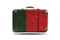 Travel Vintage Leather Suitcase with Flag Of Portugal Isolated On White Background