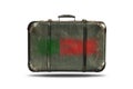 Travel Vintage Leather Suitcase with Flag Of Portugal Isolated On White Background