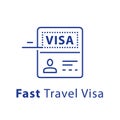 Travel visa approval, passport and stamp, fast service