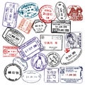 Travel and visa passport stamps Royalty Free Stock Photo