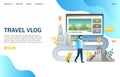 Travel vlog vector website landing page design template