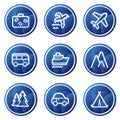 Travel web icons, blue circle buttons series Royalty Free Stock Photo