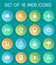 travel web icons on colorful round Royalty Free Stock Photo