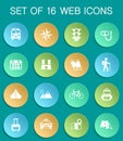 travel web icons on colorful round Royalty Free Stock Photo