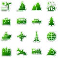 Travel web icons, green sticker series