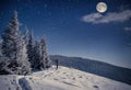 Travel in winter mountains Royalty Free Stock Photo