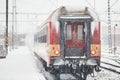 Railway during heavy snowfall Royalty Free Stock Photo