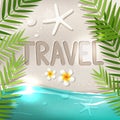 Travel word on tropical beach
