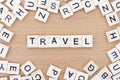 Travel words with wooden blocks