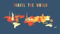 Travel the world paper cut landmark map design