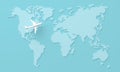 Travel World map background with plane. 3d rendering Royalty Free Stock Photo