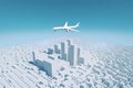 Travel World map background in polygonal style with top view airplane. Neural network AI generated Royalty Free Stock Photo