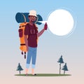 Traveler African American Man With Backpack Happy Young Guy On Hike Banner