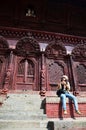 Traveler in Durbar square at Kathmandu Nepal