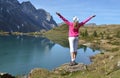 Traveler enjoying alpine view