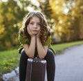 Traveler girl with a suitcase