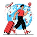 Traveler with Globe Vector Illustration Royalty Free Stock Photo