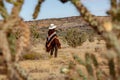 Traveler hikes through a harsh desert environment