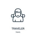 traveler icon vector from travel collection. Thin line traveler outline icon vector illustration. Linear symbol for use on web and