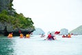 Traveler kayaking in the Gulf of Thailand