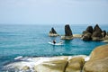 Traveler kayaking in the Gulf of Thailand