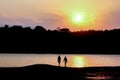 Traveler in Landscape view of sunset