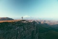 Traveler looking to Elbrus mountain Royalty Free Stock Photo