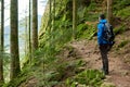 Traveler Man with backpack mountaineering Travel Lifestyle concept mountains on background Summer trip vacations outdoor Royalty Free Stock Photo